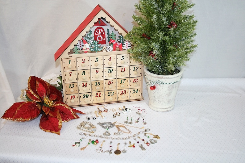 24 Days Christmas Jewelry Advent Calendar Christmas Earrings Etsy