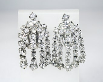 Sparkly Rhinestone Dangle Earrings Vintage Wedding Special Occasion