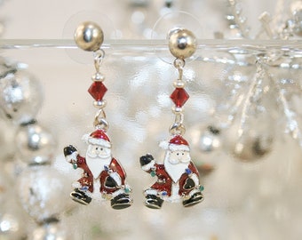 Santa Claus Dangles  • Holiday Christmas Jewelry • Festive Santa Charm Earrings • Winter Gift for Her