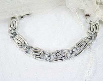 Silvertone Textured Chain Link Bracelet By Star Vintage Gifts Under 25 Gifts for Her Shop Small