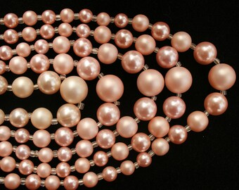 Faux Pearl Necklace-Pale Cream Champagne Wedding Any Occasion Vintage 5-Strand