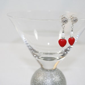SweetHeart Earrings Red Heart Dangle Earrings Valentine Earrings Heart Sweet Heart Earrings Wedding Earrings Gift for Her