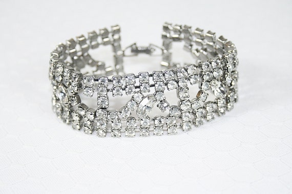 Rhinestone Bracelet Vintage Wedding Evening State… - image 2