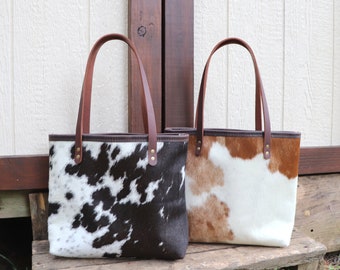 Handmade Mini Tote, Hair on Hide, Cowhide Purse, Cowhide