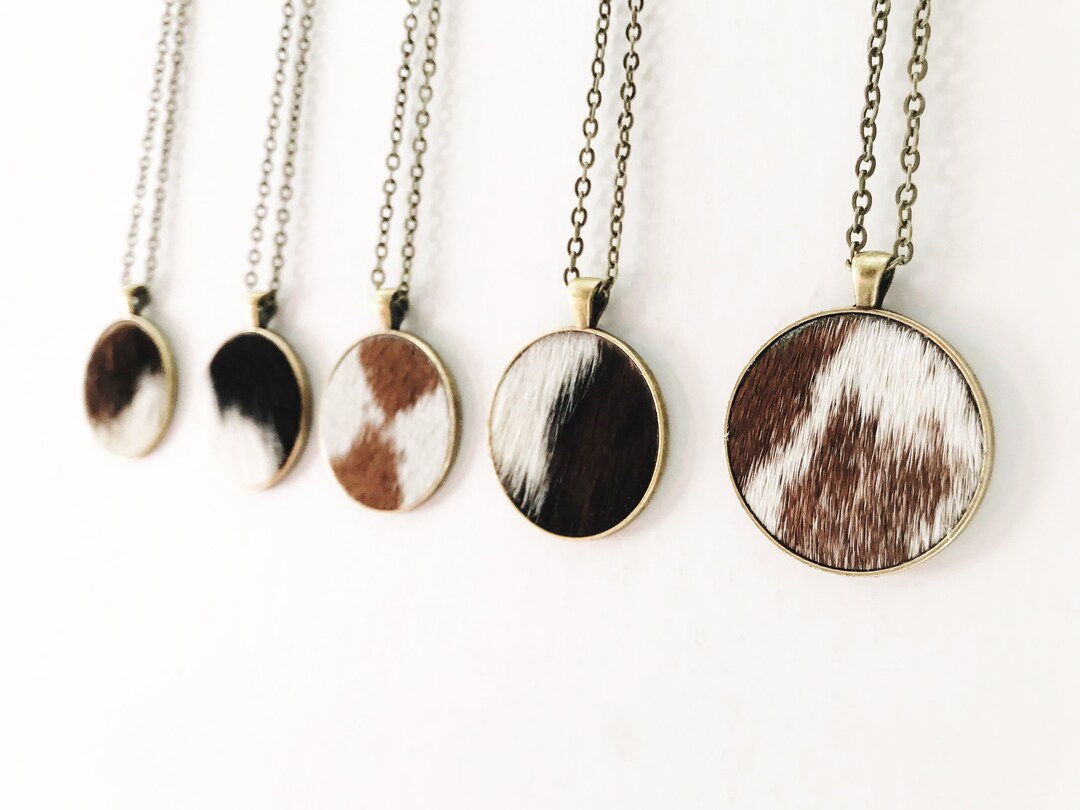Cowhide Necklace Cowhide Jewelry Ready to Ship Handmade in North