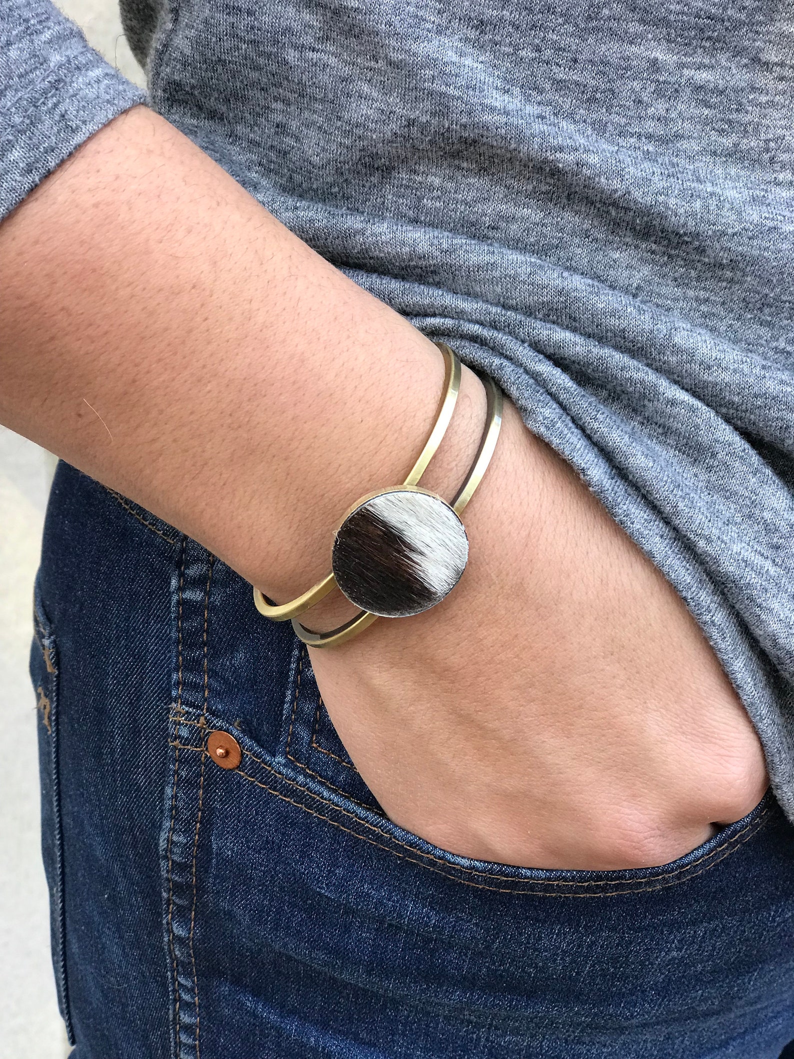 Cowhide Bracelet Cowhide Jewelry Ready to Ship Etsy