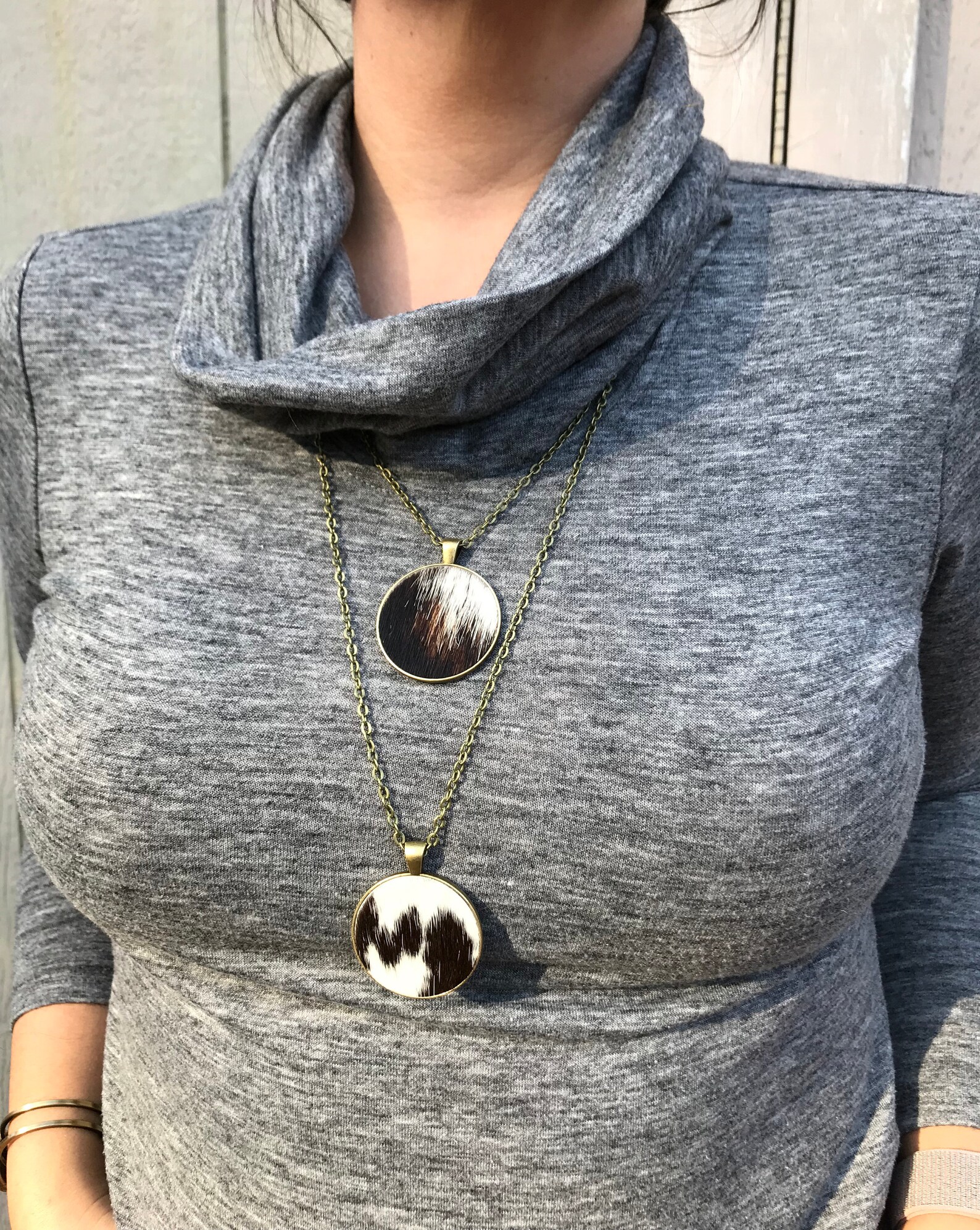 Cowhide Necklace Cowhide Jewelry Ready To Ship Etsy