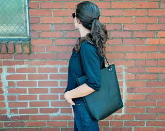 Leather Porter Tote Bag Brown and Black Handmade in USA Genuine Sturdy Leather Multiple Style Options