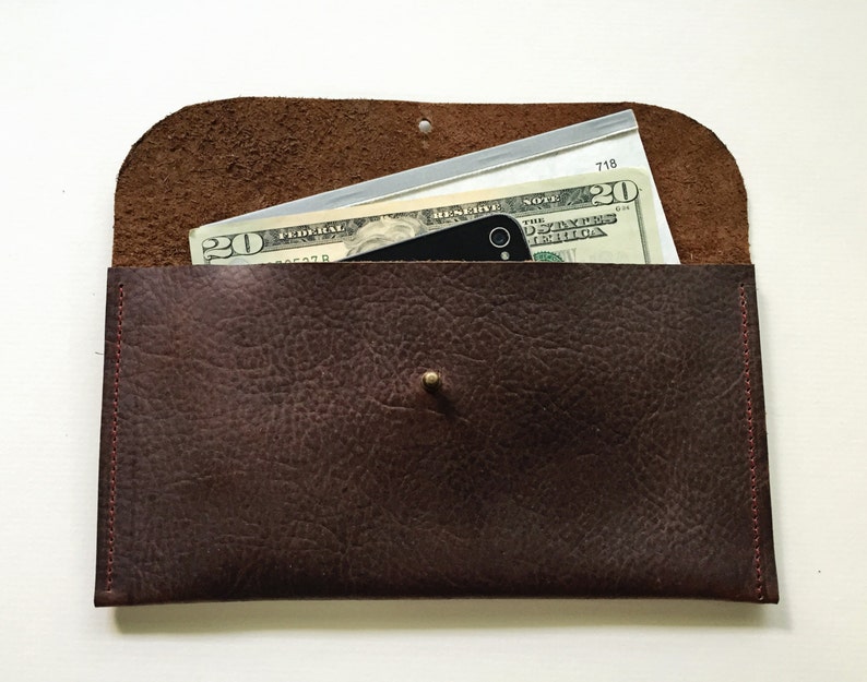 SALE Leather Wallet Checkbook THE JUNE Leather Wallet Brown Leather Leather Wristlet image 4