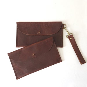 SALE Leather Wallet Checkbook THE JUNE Leather Wallet Brown Leather Leather Wristlet image 1