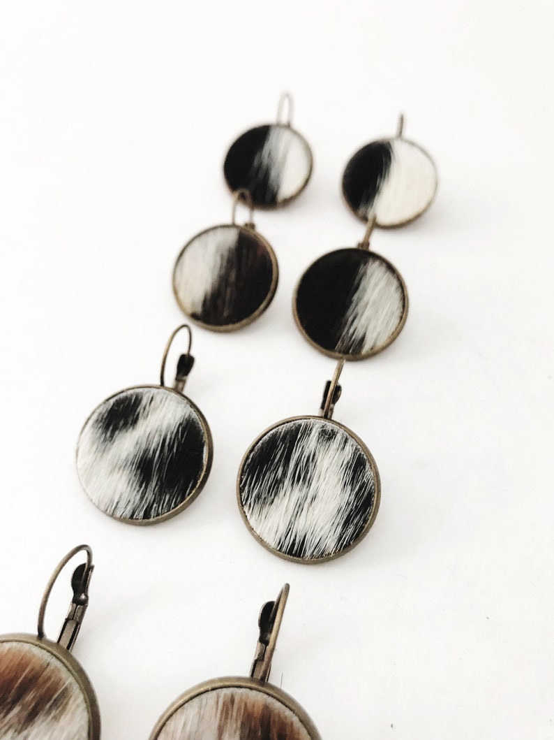 Cowhide Earrings Cowhide Jewelry Leather Earrings Ready Etsy