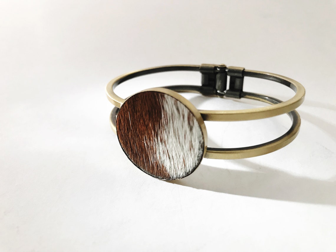 Cowhide Bracelet Cowhide Jewelry Ready to Ship Etsy