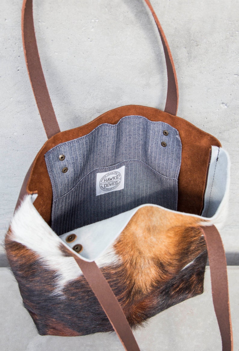 Cowhide Leather Tote Leather Tote Leather Bag Cowhide - Etsy
