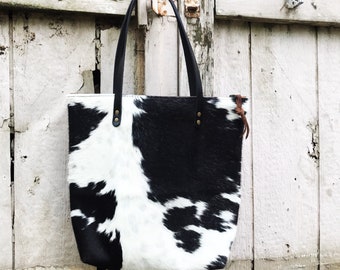 DEVOA Hand made bag cow leather Handmade Cowhide and Leather Tote - Multiple Options - Made
