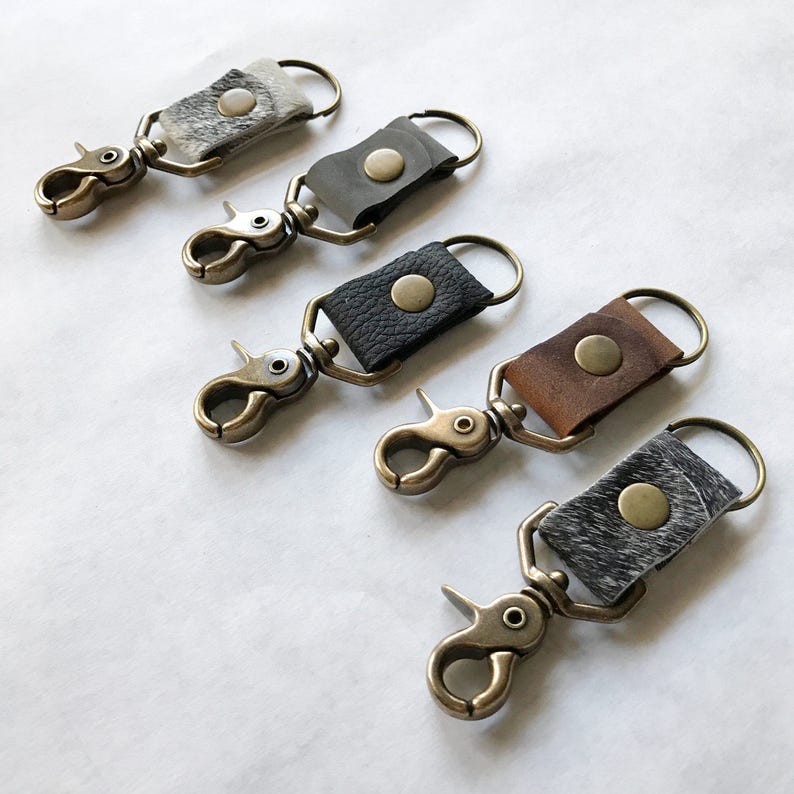 Leather Key Clip Key FOB Keychain Leather Clip Brass Etsy