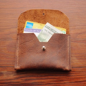 Handmade Leather Wallet Cowhide Pocket and Card Holder Black Brown Multiple Colors image 4