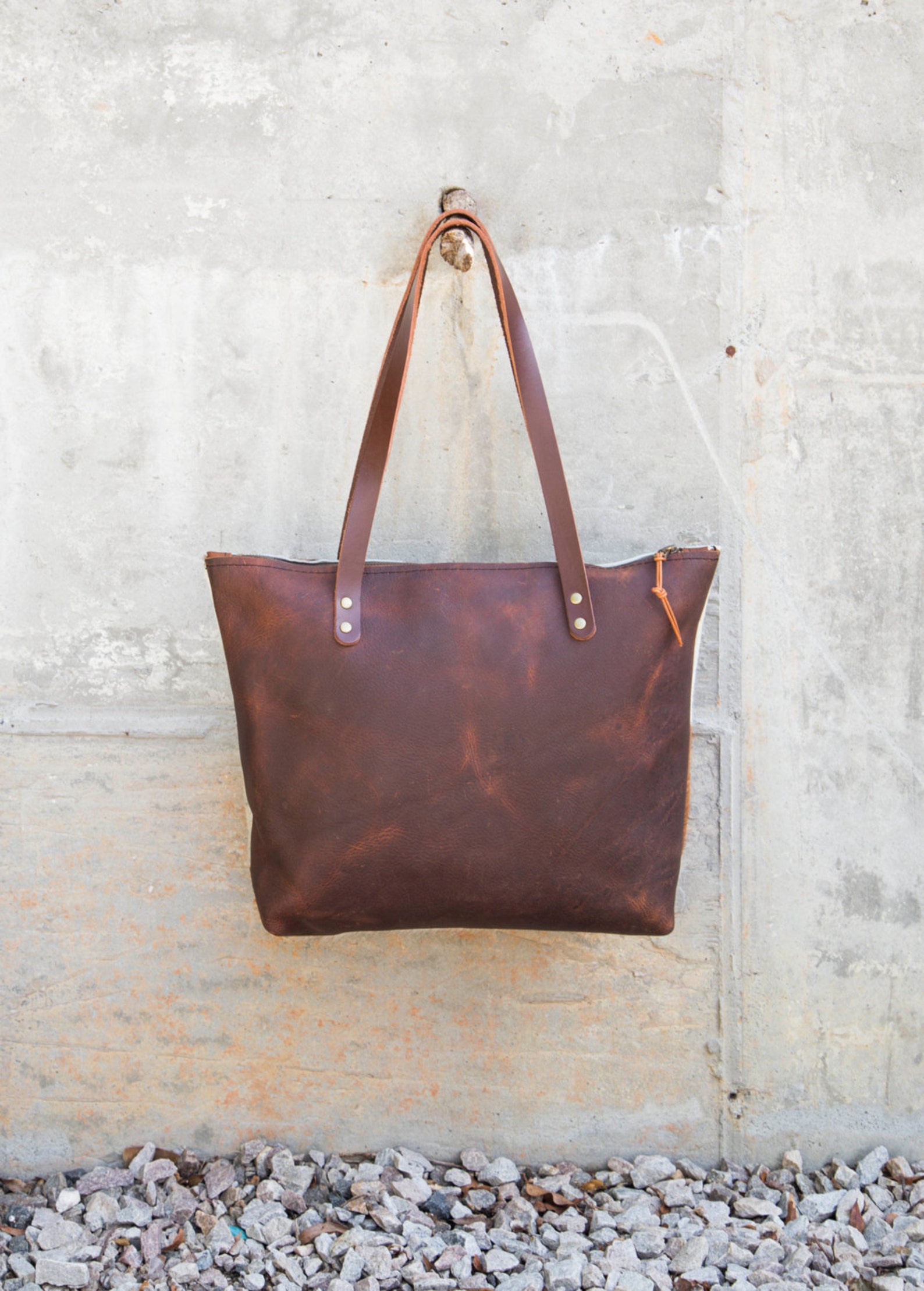 Cowhide Leather Tote Leather Tote Leather Bag Cowhide Etsy