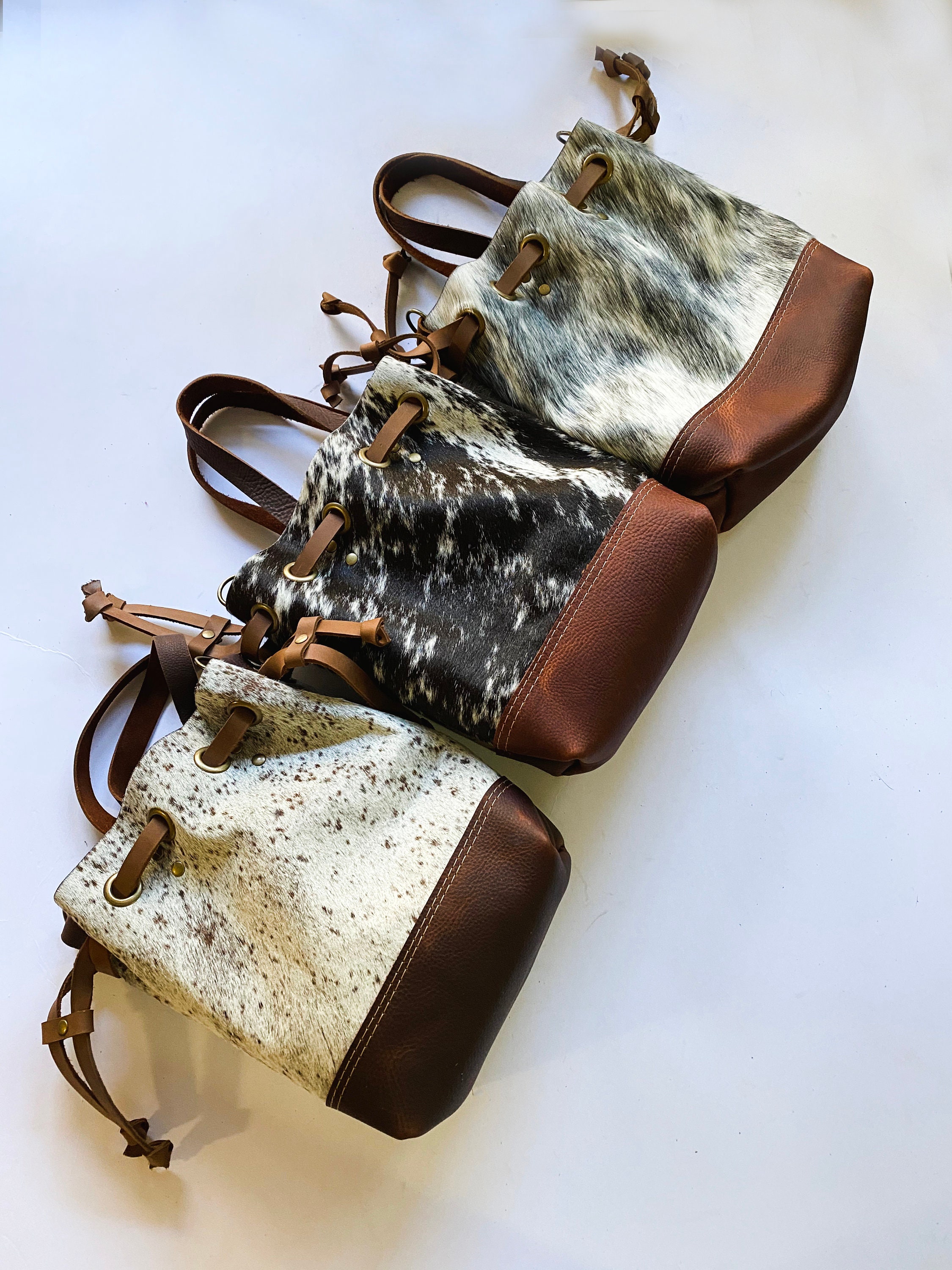 Cowhide bucket outlet bag