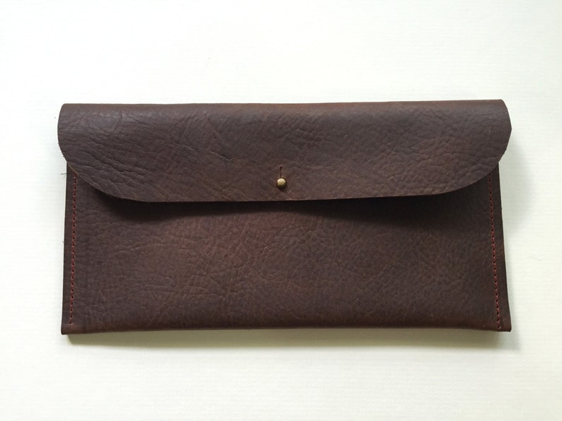 SALE Leather Wallet Checkbook THE JUNE Leather Wallet Brown Leather Leather Wristlet image 2