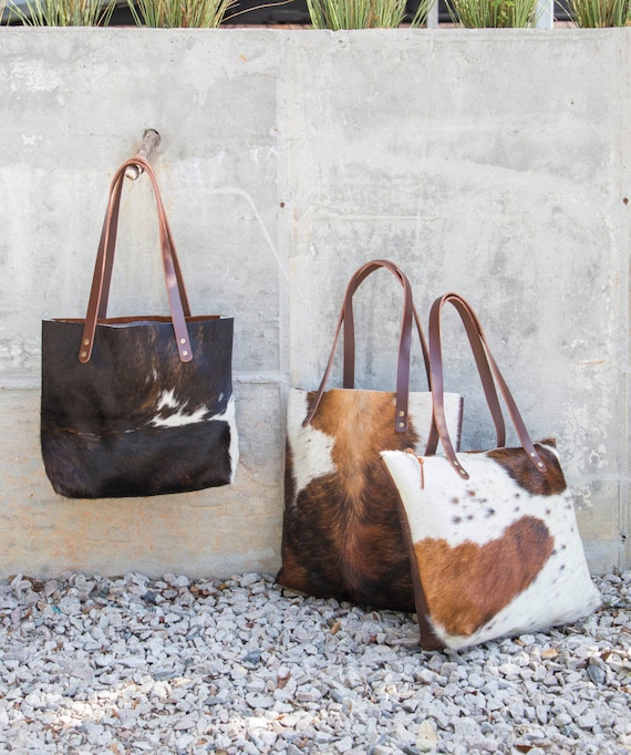 Handmade Cowhide and Leather Tote - Multiple Options - Made in
