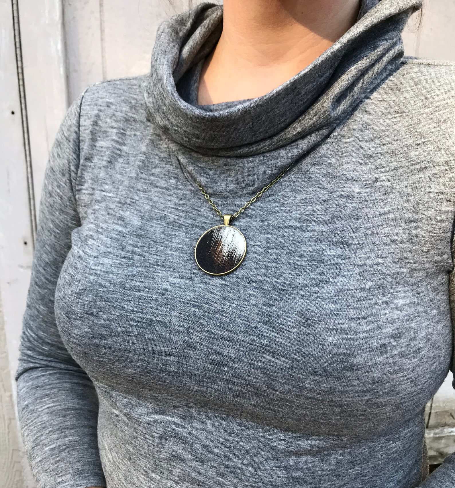 Cowhide Necklace Cowhide Jewelry Ready to Ship Etsy