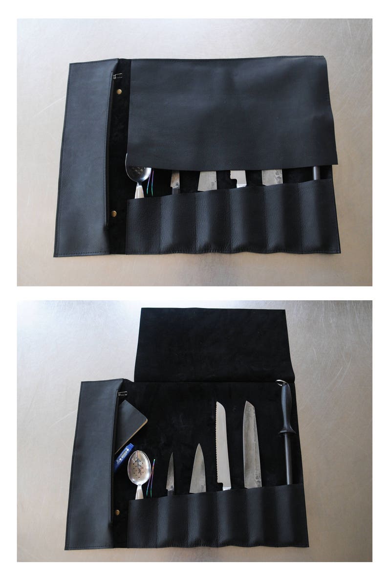 Leather Knife Roll Chef Knife Carrier Knife Bag Chef Bag Etsy