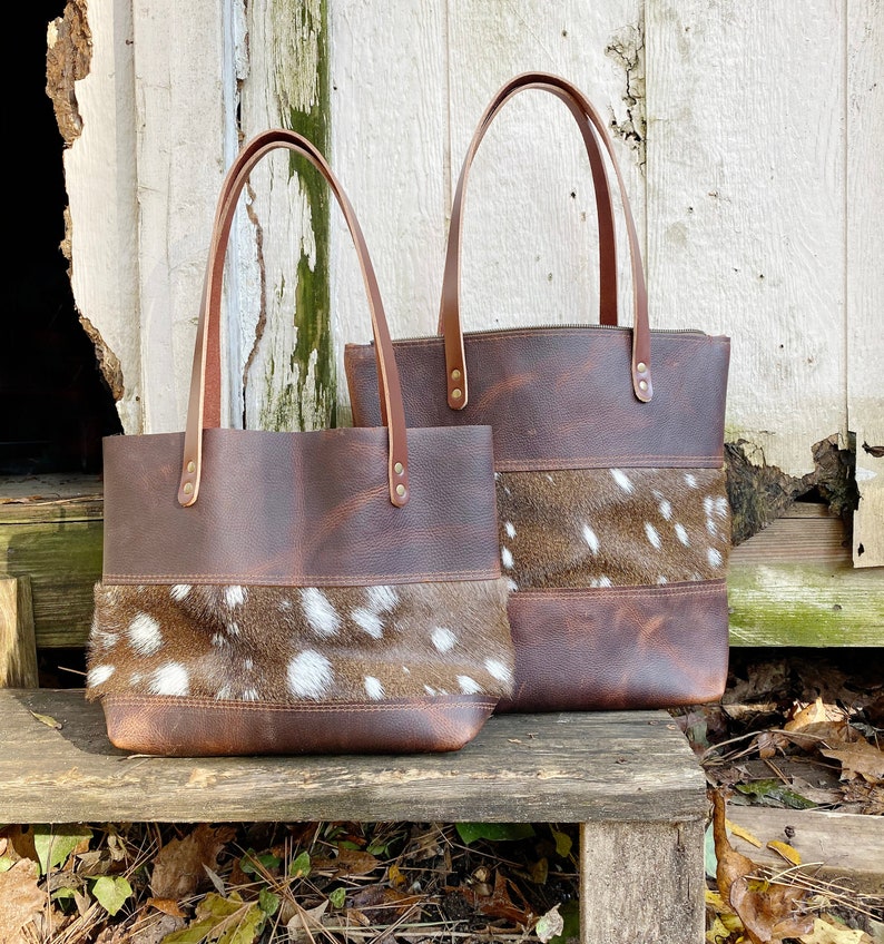 Axis Hide brown leather purse | brown leather bag Leopard and Cheetah Tote brown leather tote