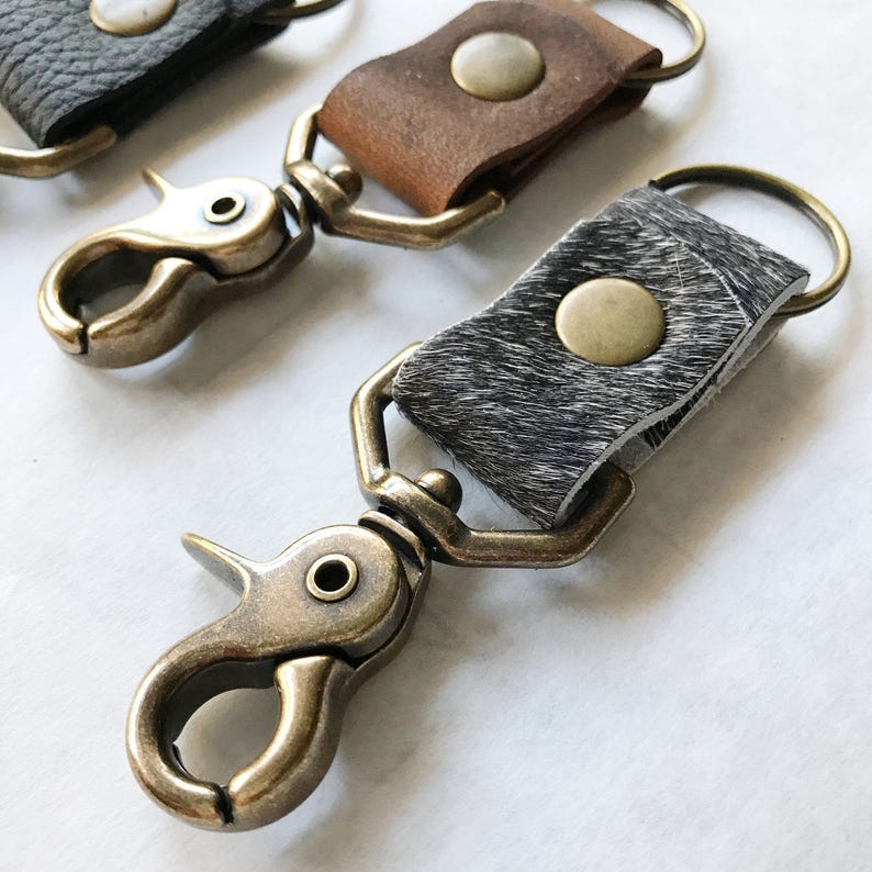 Leather Key Clip Key FOB Keychain Leather Clip Brass Etsy