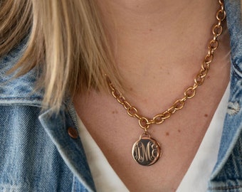 Monogrammed Necklace Stainless Steel Silver, Gold or Rose Gold Finish