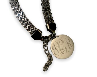 Monogram Herringbone Chain Bracelet in Gold or Silver Personalized Jewlery