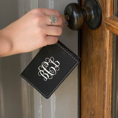 Monogrammed ID Holder Keychain Personalized Key Fob Sweet Etsy