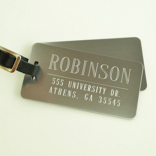 Black Custom Luggage Tags Set of Two Etsy