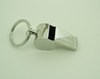 Coaches Whistle Keychain- Custom Engraved Teachers Gift