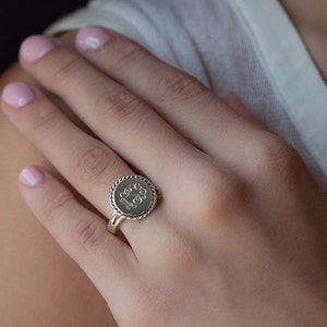 Sterling Silver Monogrammed Ring Nautical Rope Personalized for Women or Christmas Present Round