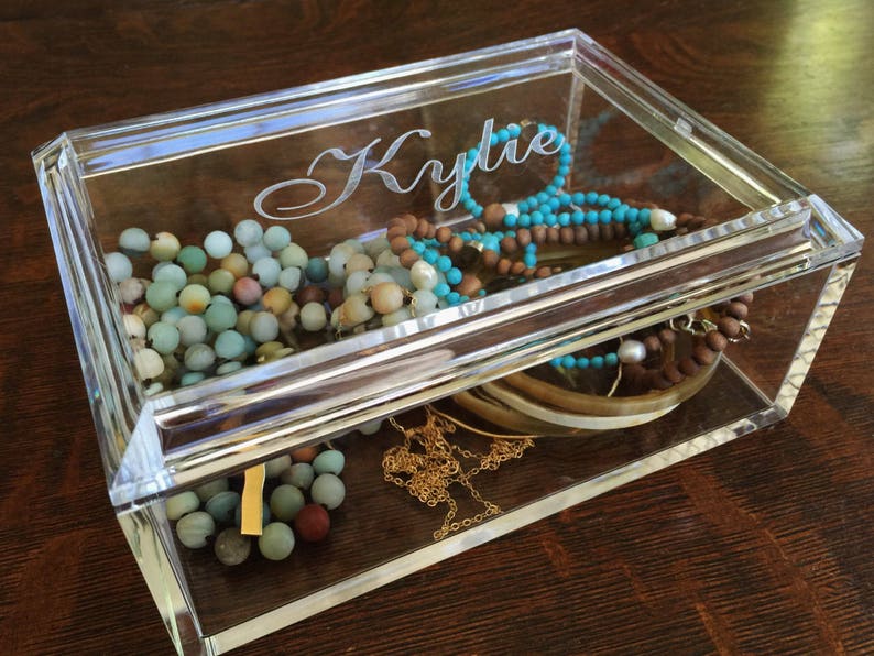 Jewelry Box Personalized for Girls Acrylic Graduation Present Monogram Jewelry Box Bridesmaid Gift Jewelry Organizer Box