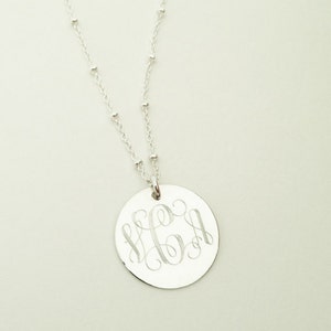 Monogrammed Necklace in Sterling Silver with Satelite Chain