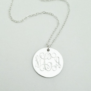 Monogrammed Necklace in Sterling Silver for Women or Bridesmaid Present