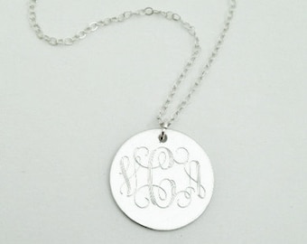 Monogrammed Necklace in Sterling Silver for Women or Bridesmaid Present