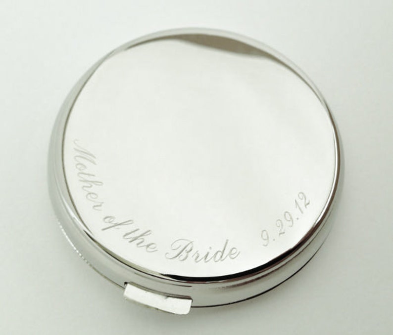 Monogram Compact Mirror Two Sides Engraved for Bridesmaids, Christmas, Mothers image 2