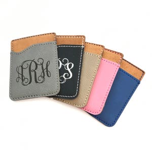 Monogram Personalized Cell Phone Card Caddy, Monogrammed Phone Wallet, Preppy Wallet Card Holder Monogrammed, ID Credit Card Holder iPhone image 2