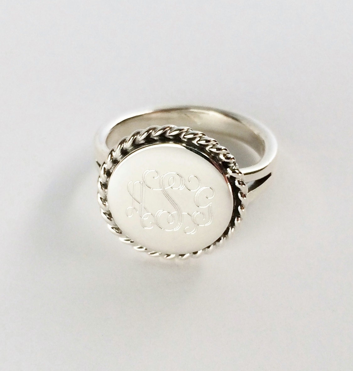 Nautical Rope Monogrammed Ring in Sterling Silver for Women or Etsy