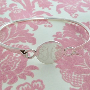 Personalized Jewelry Monogram Bangle Bracelet Sterling Silver for Mother, Bride, Bridesmaids
