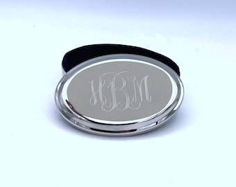 Personalized Oval Jewelry Box with Custom Engraved Bridesmaid Wedding Graduation Easter Mom Gift Silver Finish
