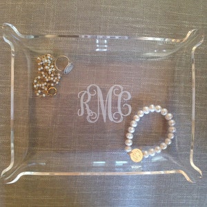 Acrylic Monogram Tray Monogram Jewelry Dish 3 Sizes Available