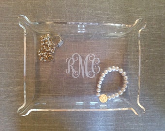 Acrylic Monogram Tray Monogram Jewelry Dish 3 Sizes Available