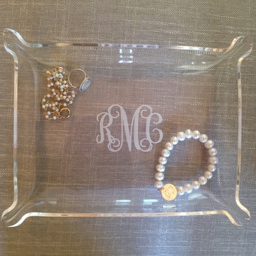 Acrylic Monogram Tray Monogram Jewelry Dish 3 Sizes Available Etsy
