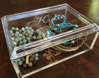 Jewelry Box Personalized, Monogram Jewelry Box, Acrylic Box, Jewelry Boxes Women, Graduation Present, Acrylic Jewelry Tray