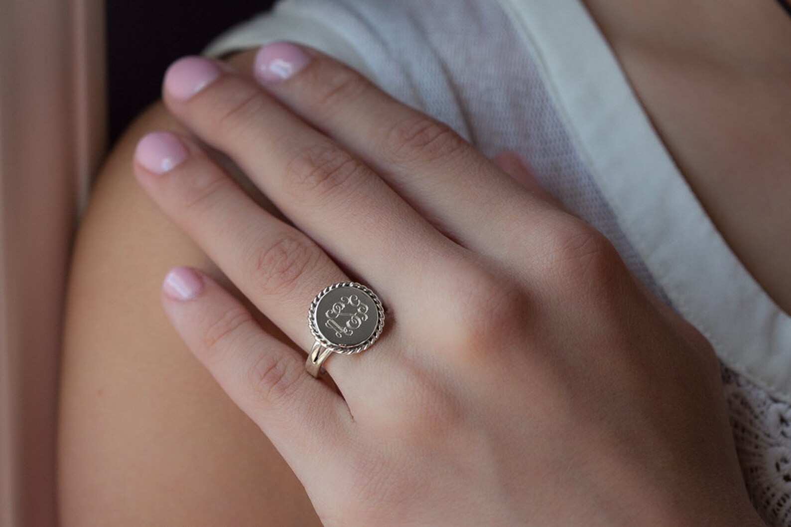 Nautical Rope Monogrammed Ring in Sterling Silver for Women or Etsy