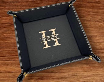 Split Monogram Tray Snap Valet Tray Five Colors Graduation Dad Groomsman Present Gift
