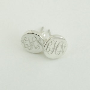 Monogram Earrings in Sterling Silver for Christmas Present, Women, Bridesmaids